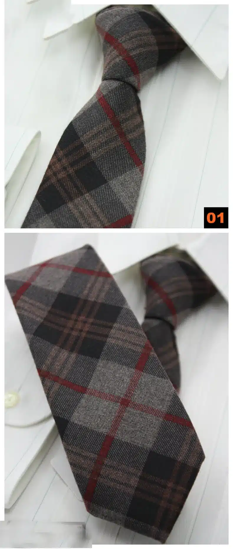 Mantieqingway Cashmere Neck Ties for Men Skinny Plaid Ties for Men Black Grey Solid Necktie Narrow Gravata for Men Christmas 16