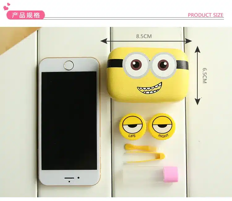 Minions Cartoon Contact Lens Case Women Metal Hard Contact Lenses Box For Men Cute Eyeglass Box Container Glasses Christmas Gift 11