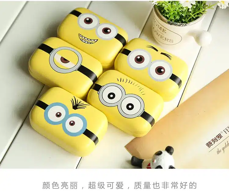 Minions Cartoon Contact Lens Case Women Metal Hard Contact Lenses Box For Men Cute Eyeglass Box Container Glasses Christmas Gift 13