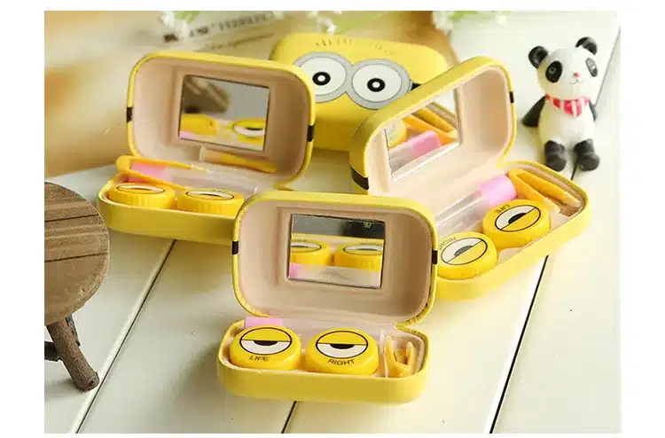Minions Cartoon Contact Lens Case Women Metal Hard Contact Lenses Box For Men Cute Eyeglass Box Container Glasses Christmas Gift 14