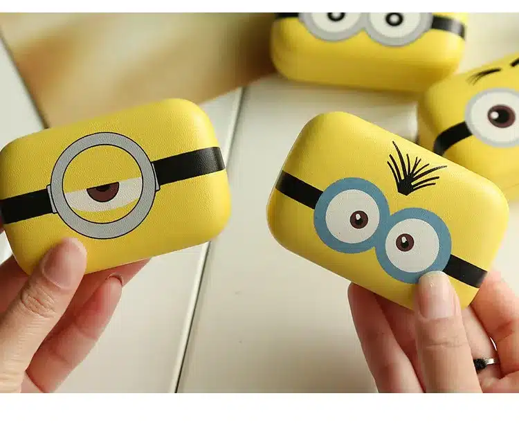 Minions Cartoon Contact Lens Case Women Metal Hard Contact Lenses Box For Men Cute Eyeglass Box Container Glasses Christmas Gift 15