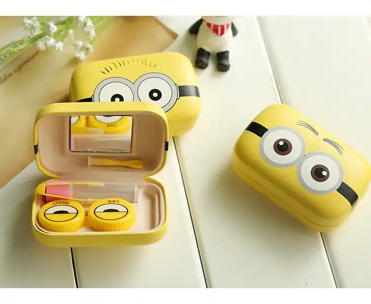 Minions Cartoon Contact Lens Case Women Metal Hard Contact Lenses Box For Men Cute Eyeglass Box Container Glasses Christmas Gift 16