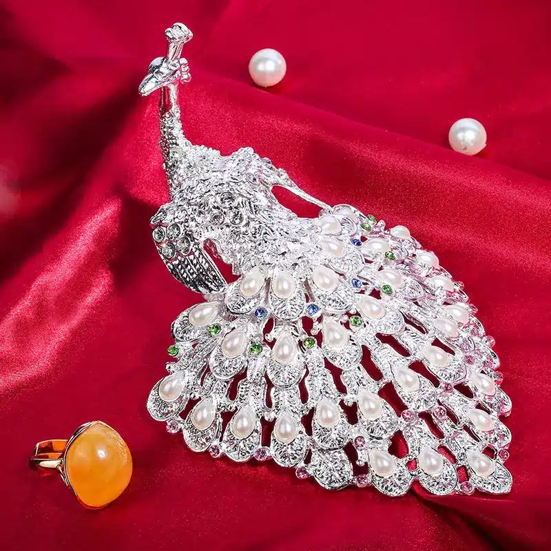 Sliver Peacock Women Ring Earring Jewelry Holder Trinket Box Stands Box Storage Wedding Jewelry Display Case Christmas Gift 3