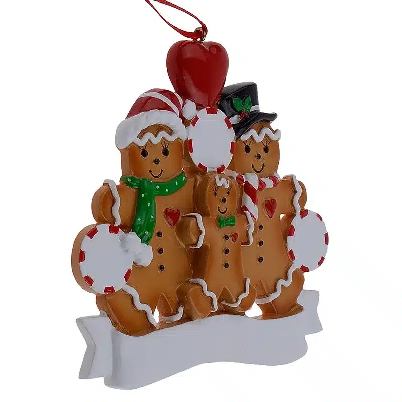 Wholesale Resin Gingerbread Family Of 3 Christmas Ornaments With Red Apple As Personalized Gifts For Holiday And Home Decor 11