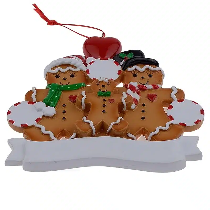 Wholesale Resin Gingerbread Family Of 3 Christmas Ornaments With Red Apple As Personalized Gifts For Holiday And Home Decor 13