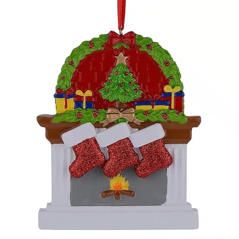 Resin Fireplace Glitter Sockings Family Of 3 Christmas Ornaments Personalized Gifts Write Own Name For Holiday Home Decor 9