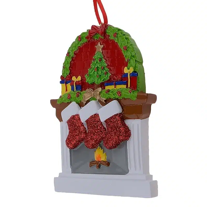 Resin Fireplace Glitter Sockings Family Of 3 Christmas Ornaments Personalized Gifts Write Own Name For Holiday Home Decor 12