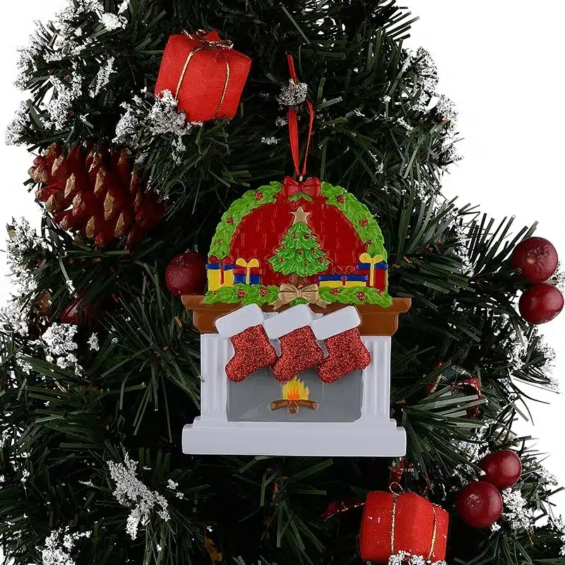 Resin Fireplace Glitter Sockings Family Of 3 Christmas Ornaments Personalized Gifts Write Own Name For Holiday Home Decor 16