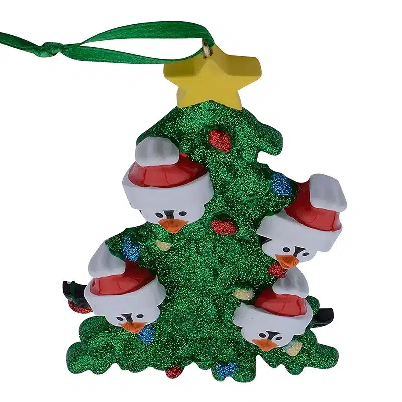 Resin Penguin Family Of 4 Christmas Ornaments With White Tree As Personalized Gifts Holiday Home Decor 14