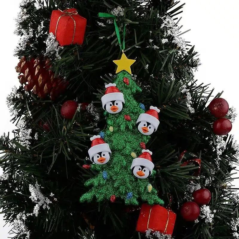 Resin Penguin Family Of 4 Christmas Ornaments With White Tree As Personalized Gifts Holiday Home Decor 15