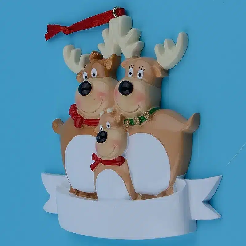 Reindeer Family Of 3 Resin Hanging Personalized Christmas Tree Ornaments As For Holiday Party New Year Gifts Decoration 12