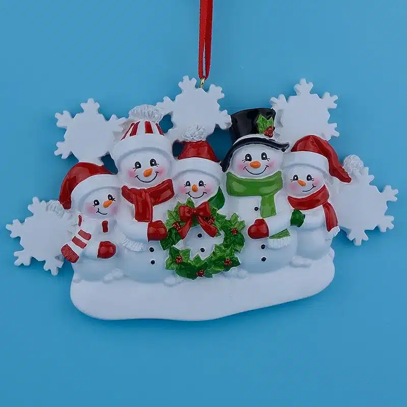 Wholesale Snowman Family of 5 Resin Christmas Tree Ornaments For Personalized Gifts Write Own Name Holiday Party and Home Decor 9