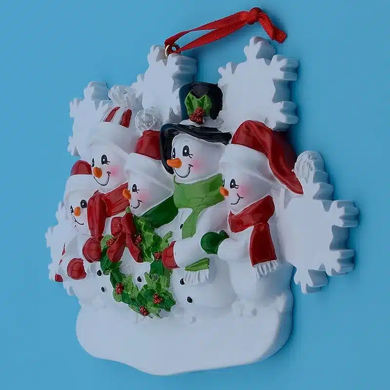 Wholesale Snowman Family of 5 Resin Christmas Tree Ornaments For Personalized Gifts Write Own Name Holiday Party and Home Decor 12