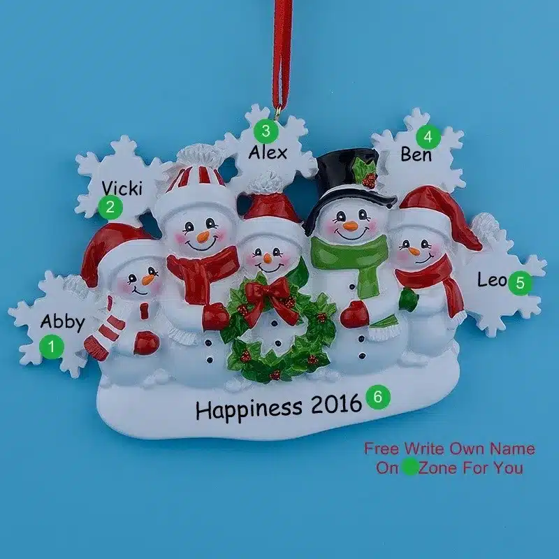 Wholesale Snowman Family of 5 Resin Christmas Tree Ornaments For Personalized Gifts Write Own Name Holiday Party and Home Decor 15