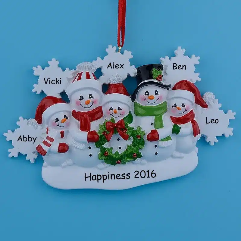 Wholesale Snowman Family of 5 Resin Christmas Tree Ornaments For Personalized Gifts Write Own Name Holiday Party and Home Decor 16