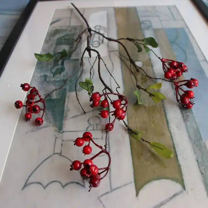1PC DIY Fake Fruit Berries Artificial Pomegranate Cherry Bouquet For Christmas Home Decorative 3 Colors 15