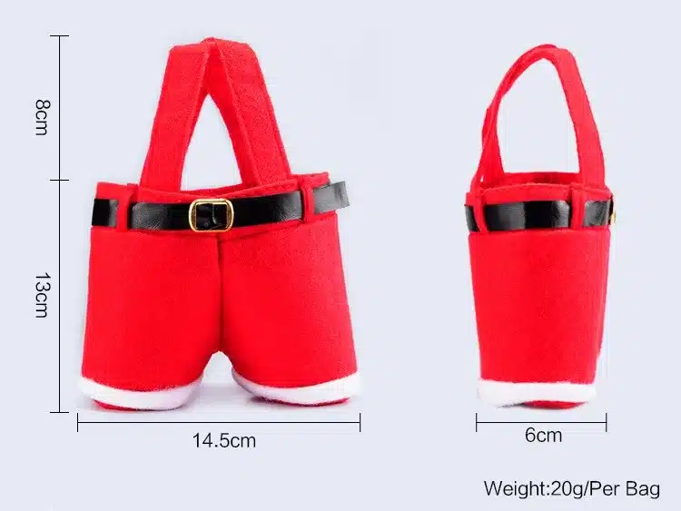 10 Pcs Merry Christmas Gift Treat Candy Wine Bottle Bag Santa Claus Suspender Pants Trousers Decor Christmas Gift Bags 10