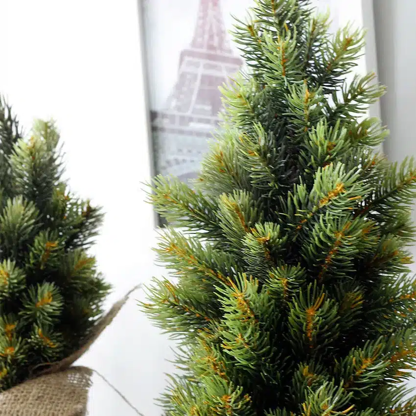1Set Mini Green Artificial Plant Christmas Tree Potted Silk Art Flower Bonsai for Wedding Home Party Decoration 12