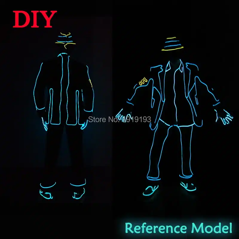 New Fashion LED/EL Clothes Luminous Costumes EL Suits Light up Gloves Shoes Glowing Clothing Men Clothes Dance holiday lighting 12