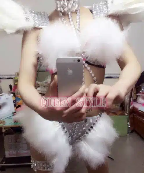 Feather Crystals Rhinestones Wings Led Suit Performance Led Costume For Dancing 7