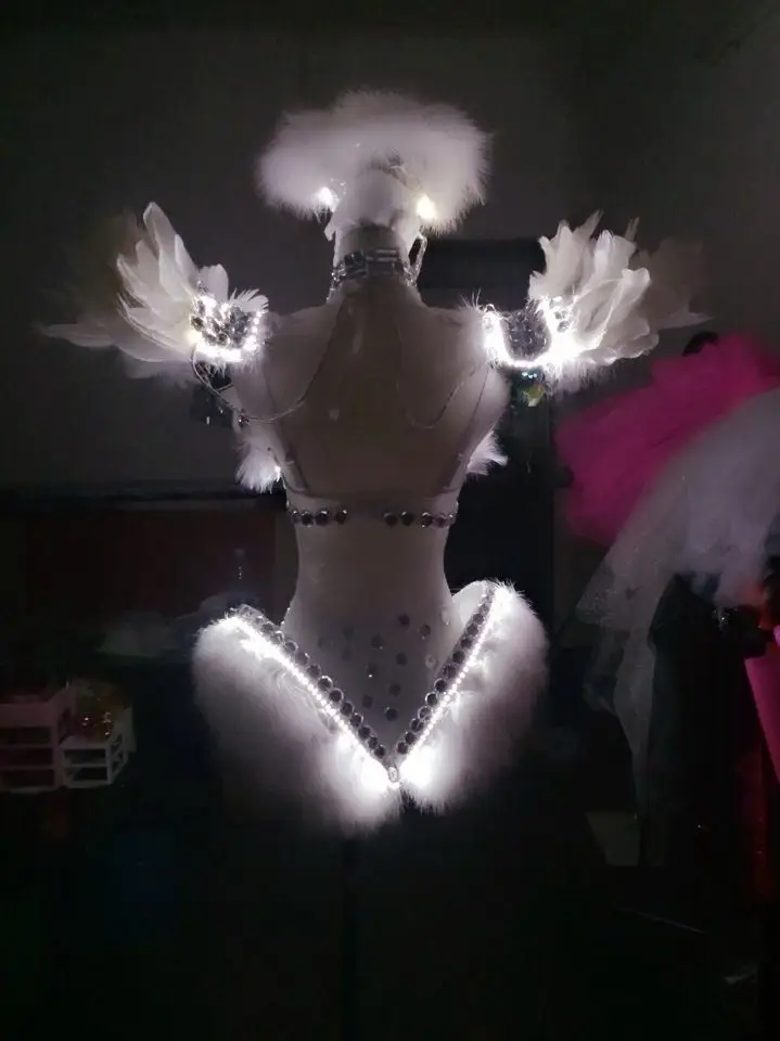 Feather Crystals Rhinestones Wings Led Suit Performance Led Costume For Dancing 11