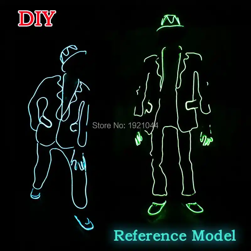 2017 New EL wire Suits Fashion LED Clothes Luminous Costumes Glowing Gloves Shoes Light Clothing Men EL Masks Clothe Dance 13