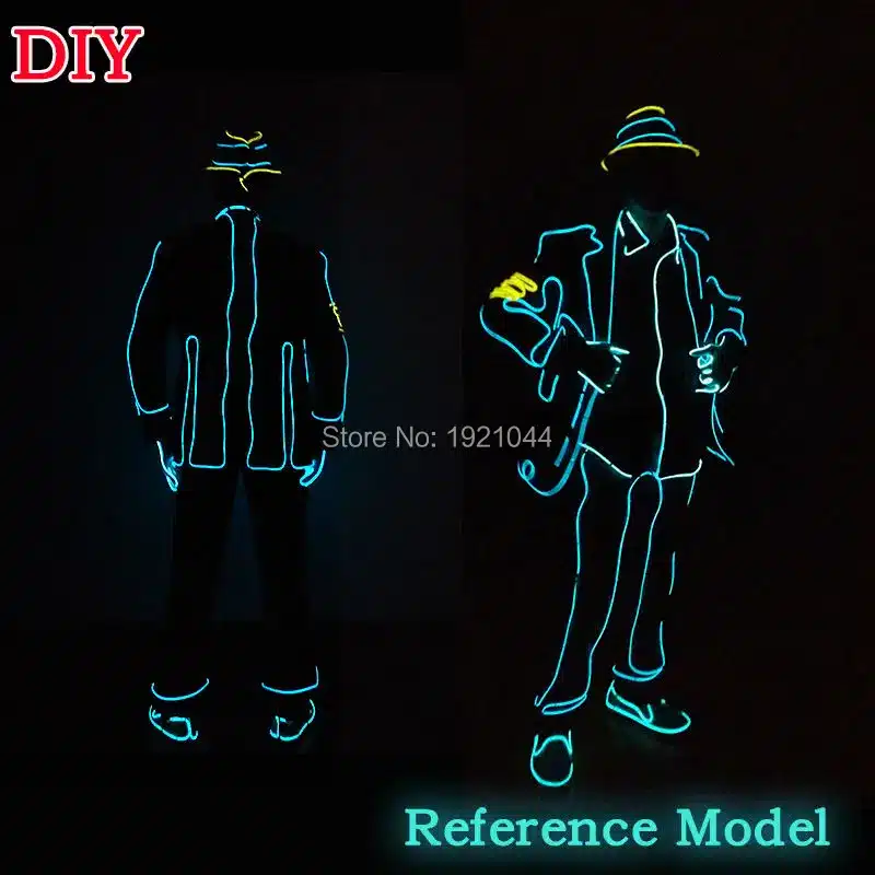 High quality EL Suits LED/EL Clothes Luminous Costumes Glowing Gloves Shoes Light Clothing Men Dance Clothes For Party Decor 32