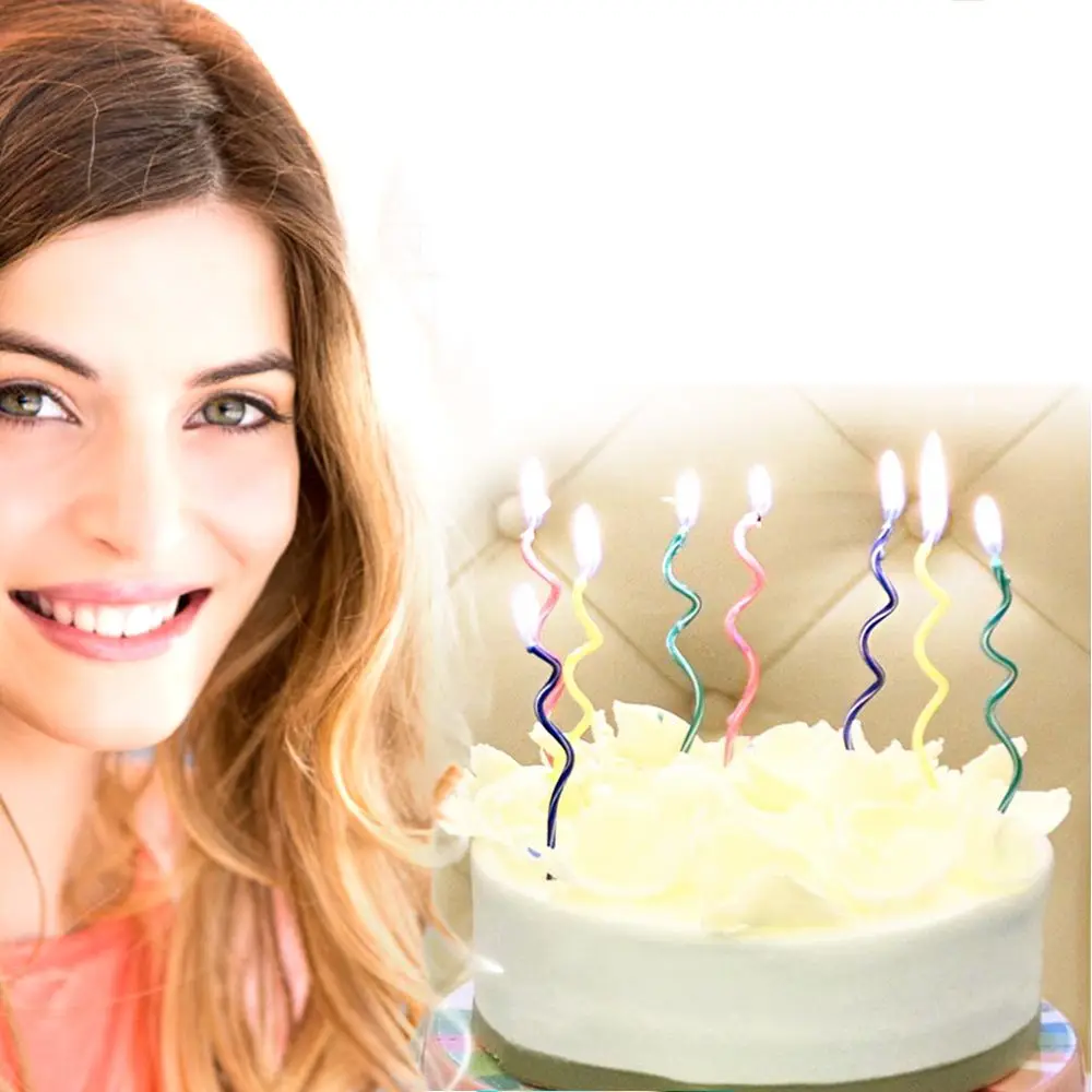 ZUCZUG 8pcs/package Creative color curve candle birthday cake candle spiral curve Wholesale 6