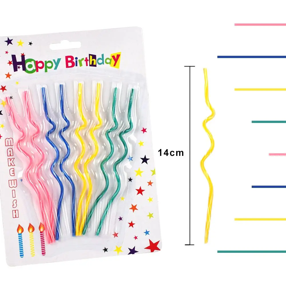 ZUCZUG 8pcs/package Creative color curve candle birthday cake candle spiral curve Wholesale 9
