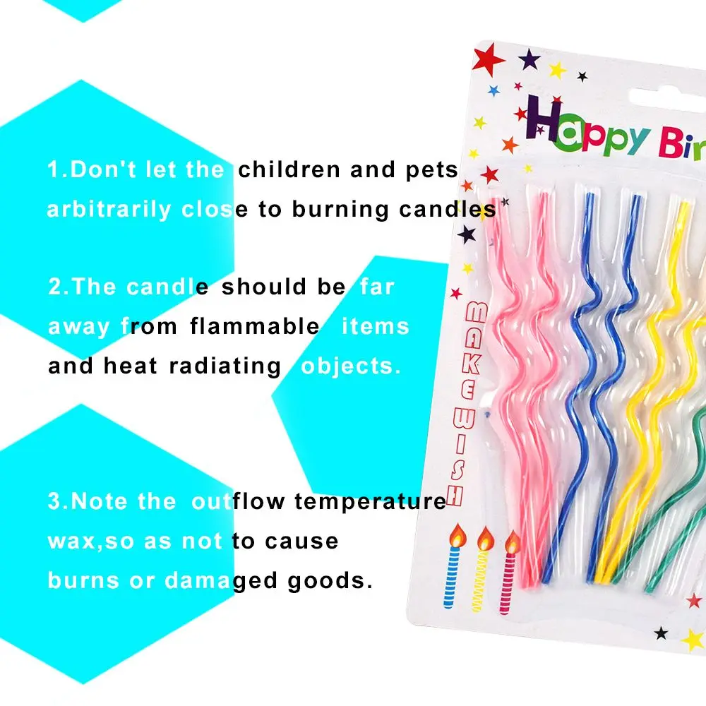 ZUCZUG 8pcs/package Creative color curve candle birthday cake candle spiral curve Wholesale 13