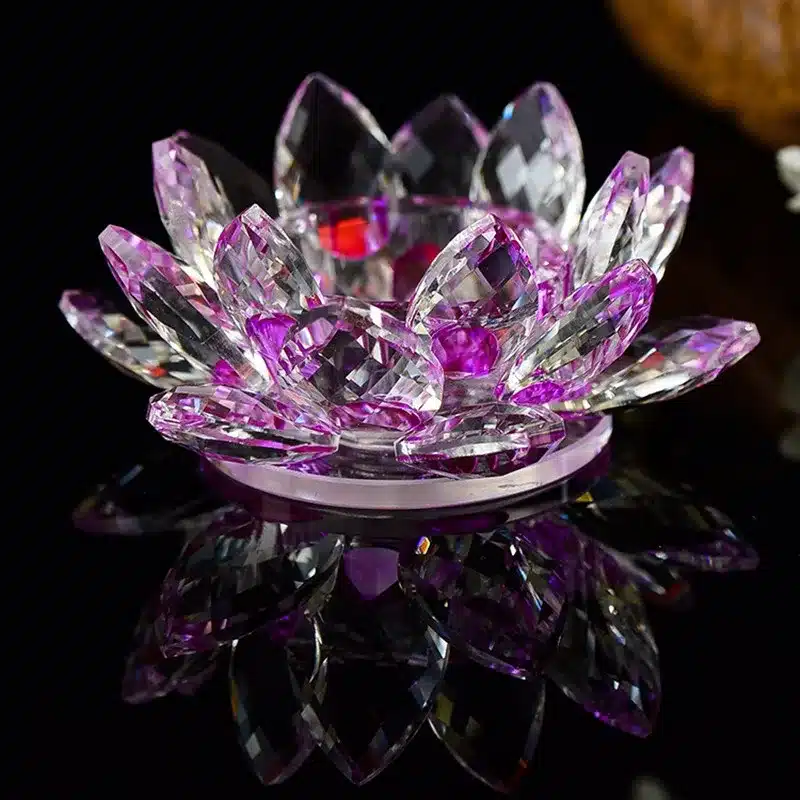 Handmade Crystal Lotus Flower Candle Holders 7 Colors Candlestick Glass Candle Stand For Table Centerpieces Home Decor 4