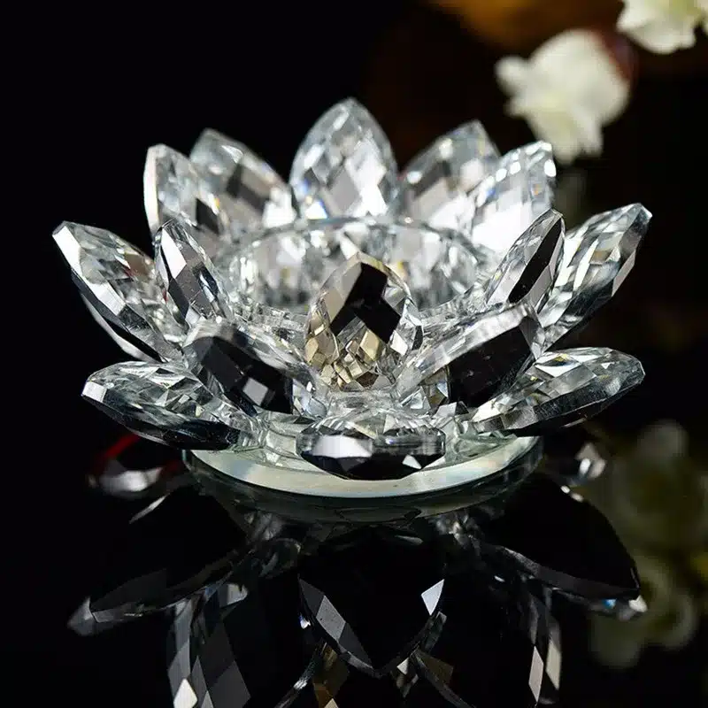 Handmade Crystal Lotus Flower Candle Holders 7 Colors Candlestick Glass Candle Stand For Table Centerpieces Home Decor 5