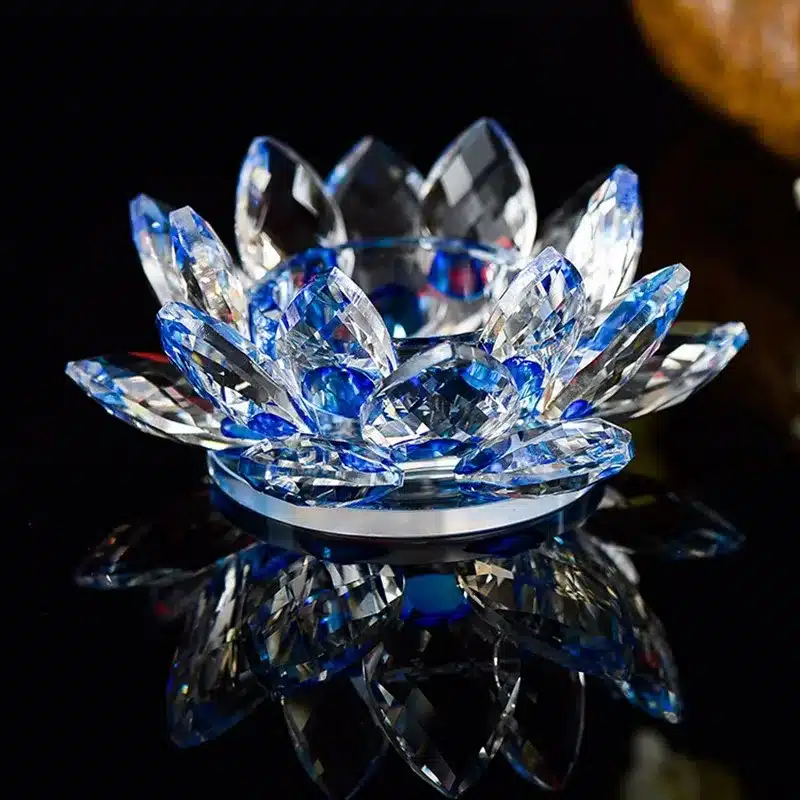 Handmade Crystal Lotus Flower Candle Holders 7 Colors Candlestick Glass Candle Stand For Table Centerpieces Home Decor 8