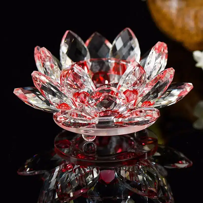 Handmade Crystal Lotus Flower Candle Holders 7 Colors Candlestick Glass Candle Stand For Table Centerpieces Home Decor 10
