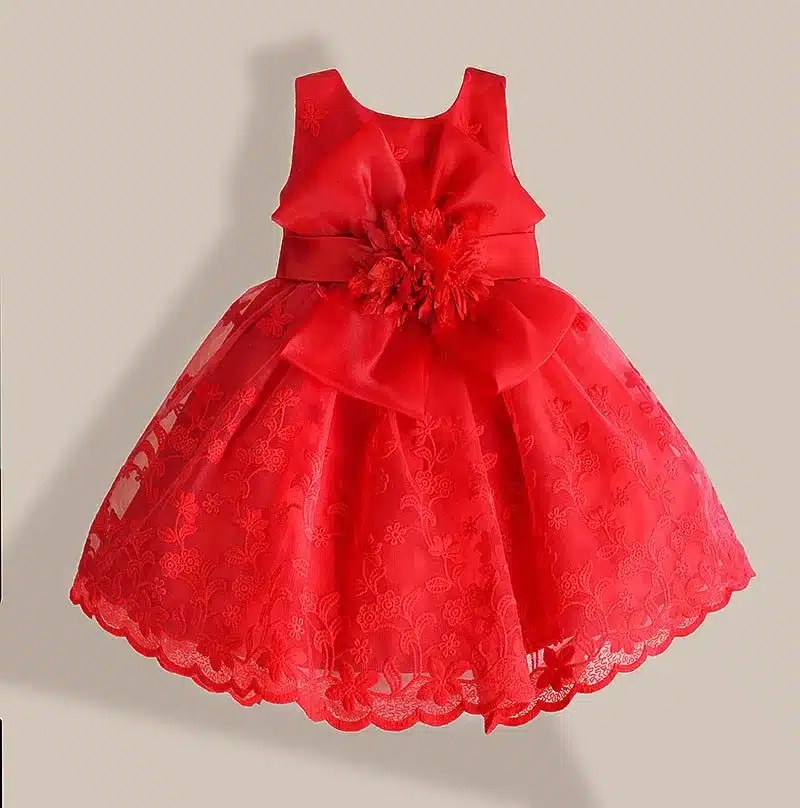 Christmas Baby Girl Dress Red Lace Flower Embroidery Kids Dresses for girls party dress vestido infantil 1-6 years 11