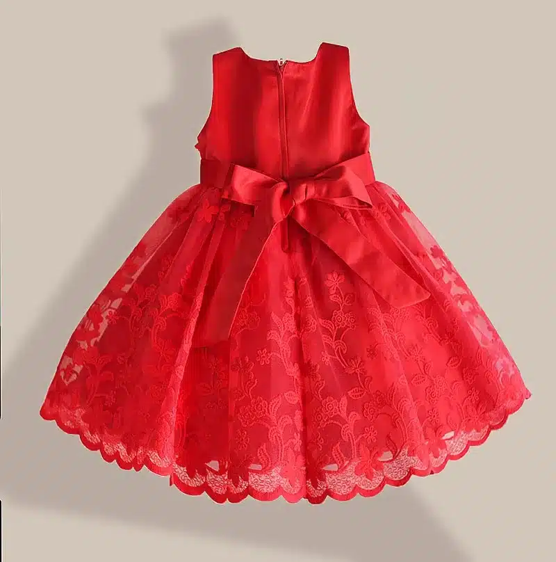 Christmas Baby Girl Dress Red Lace Flower Embroidery Kids Dresses for girls party dress vestido infantil 1-6 years 12