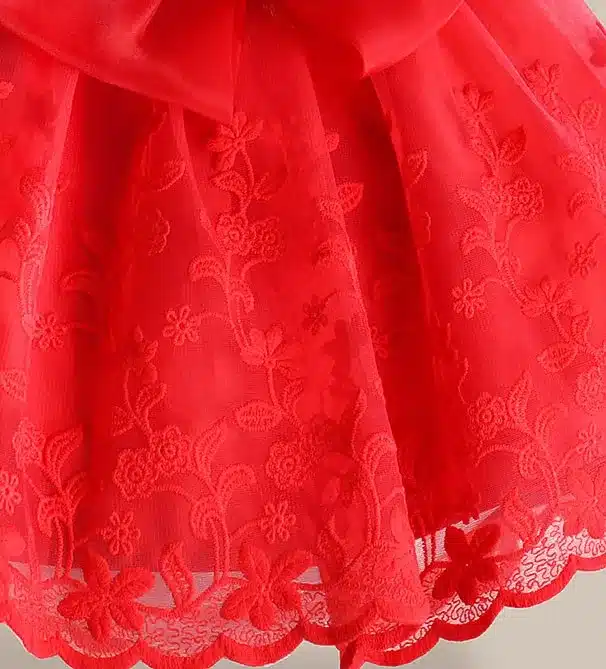 Christmas Baby Girl Dress Red Lace Flower Embroidery Kids Dresses for girls party dress vestido infantil 1-6 years 17
