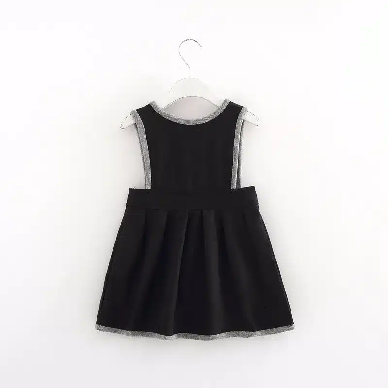 Retail Girl's Winter Wool Dress Grey Black Button Tank Dress For Girls Elegant Fall Garments Girls Dress Christmas Gift 5
