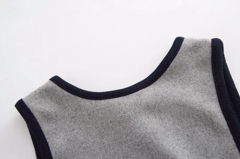 Retail Girl's Winter Wool Dress Grey Black Button Tank Dress For Girls Elegant Fall Garments Girls Dress Christmas Gift 13