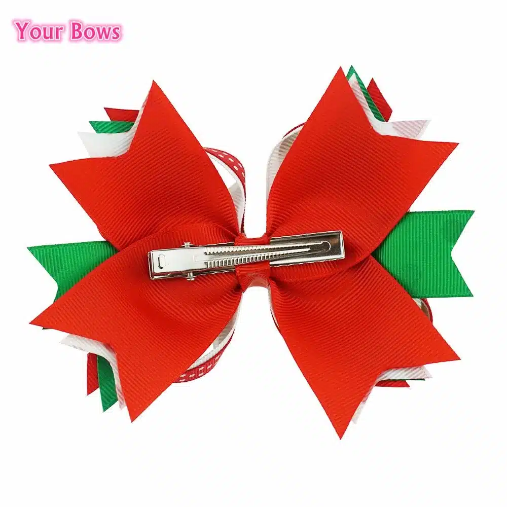 2017 Direct Selling Hot Sale 5 Inches Christmas Gift Kids Hair Bows Polka Dots Ribbon Clip Boutique For Girls Accessories 9