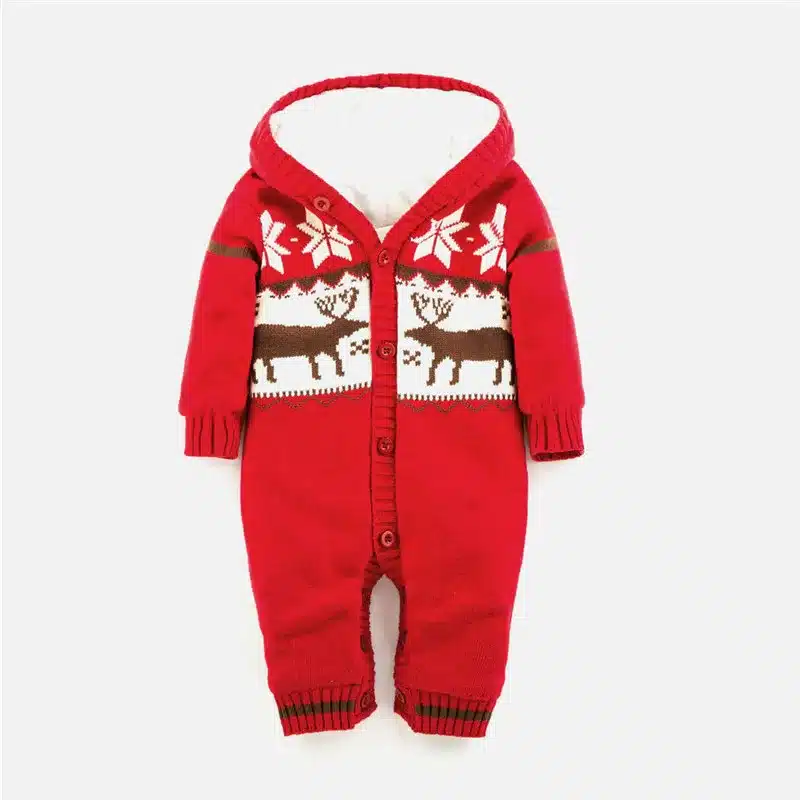 2017 Baby Rompers Winter Thick Climbing Clothes Newborn Boys Girls Warm Romper Knitted Sweater Christmas Deer Hooded Outwear 10