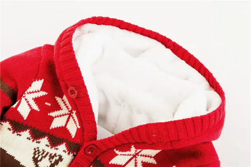 2017 Baby Rompers Winter Thick Climbing Clothes Newborn Boys Girls Warm Romper Knitted Sweater Christmas Deer Hooded Outwear 11