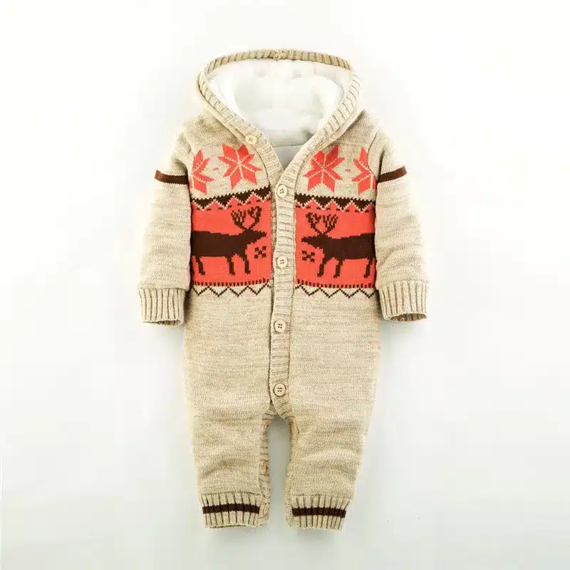 2017 Baby Rompers Winter Thick Climbing Clothes Newborn Boys Girls Warm Romper Knitted Sweater Christmas Deer Hooded Outwear 18