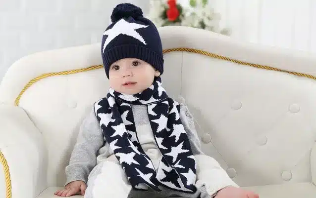 boys girls knitted hat scarf and glove set children fall winter fashion kids navy blue star print 3 pieces sets christmas gift 16