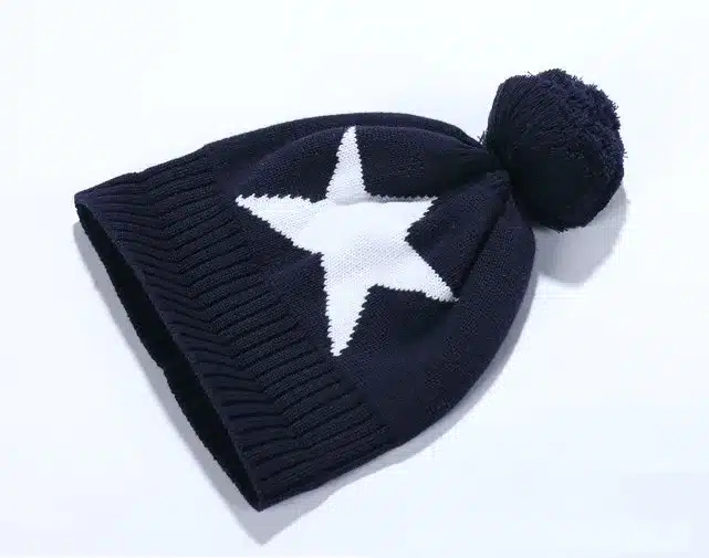 boys girls knitted hat scarf and glove set children fall winter fashion kids navy blue star print 3 pieces sets christmas gift 20
