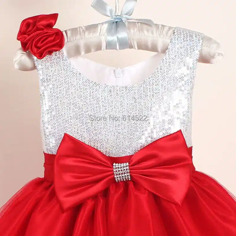 New Christmas Flower Girl Dresses Hot Red Sequin Big Bow Baby Party Dress for wedding vestidos infantis 0-4 years 16