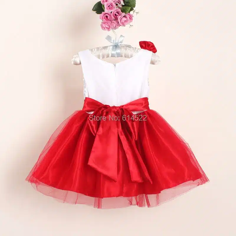 New Christmas Flower Girl Dresses Hot Red Sequin Big Bow Baby Party Dress for wedding vestidos infantis 0-4 years 17
