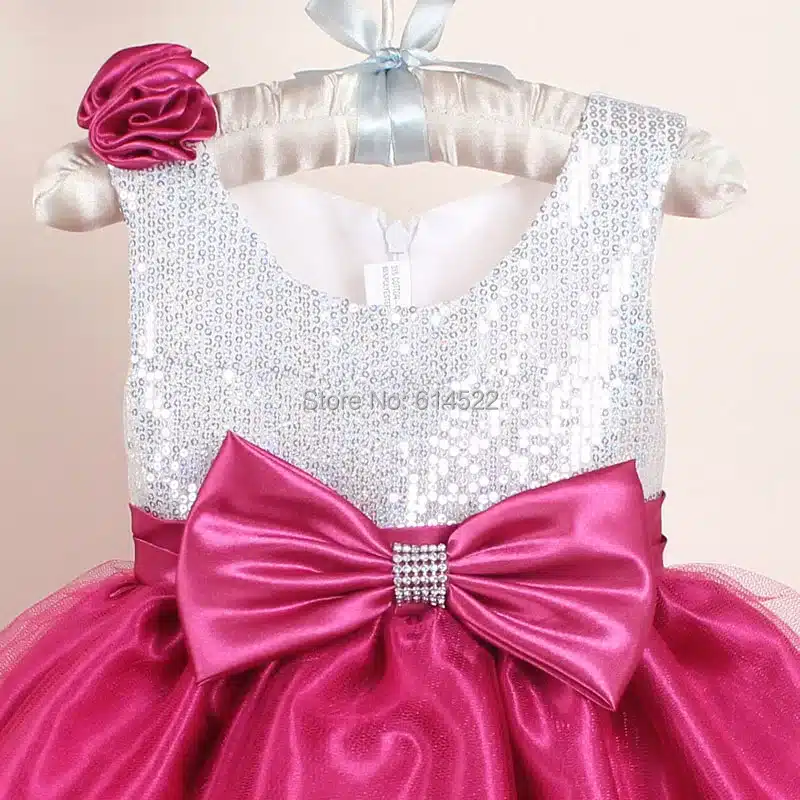 New Christmas Flower Girl Dresses Hot Red Sequin Big Bow Baby Party Dress for wedding vestidos infantis 0-4 years 20
