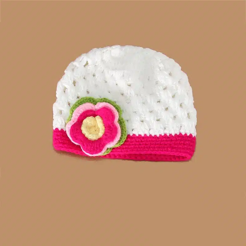 New Girls Wool Hats Wholesale Handmade Baby Flower Pot Cap-white rose Newborn Christmas Gift 0-3month Bonnet Photography Prop 1