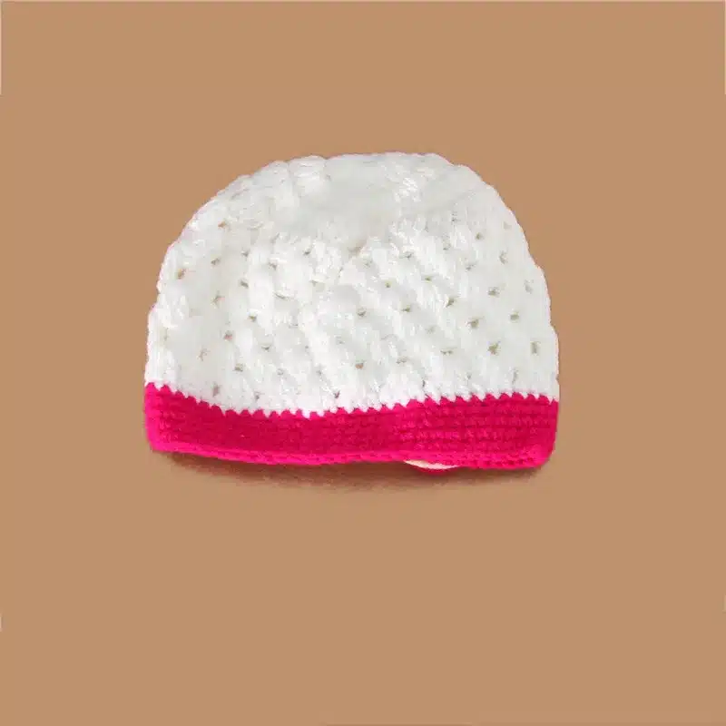 New Girls Wool Hats Wholesale Handmade Baby Flower Pot Cap-white rose Newborn Christmas Gift 0-3month Bonnet Photography Prop 2